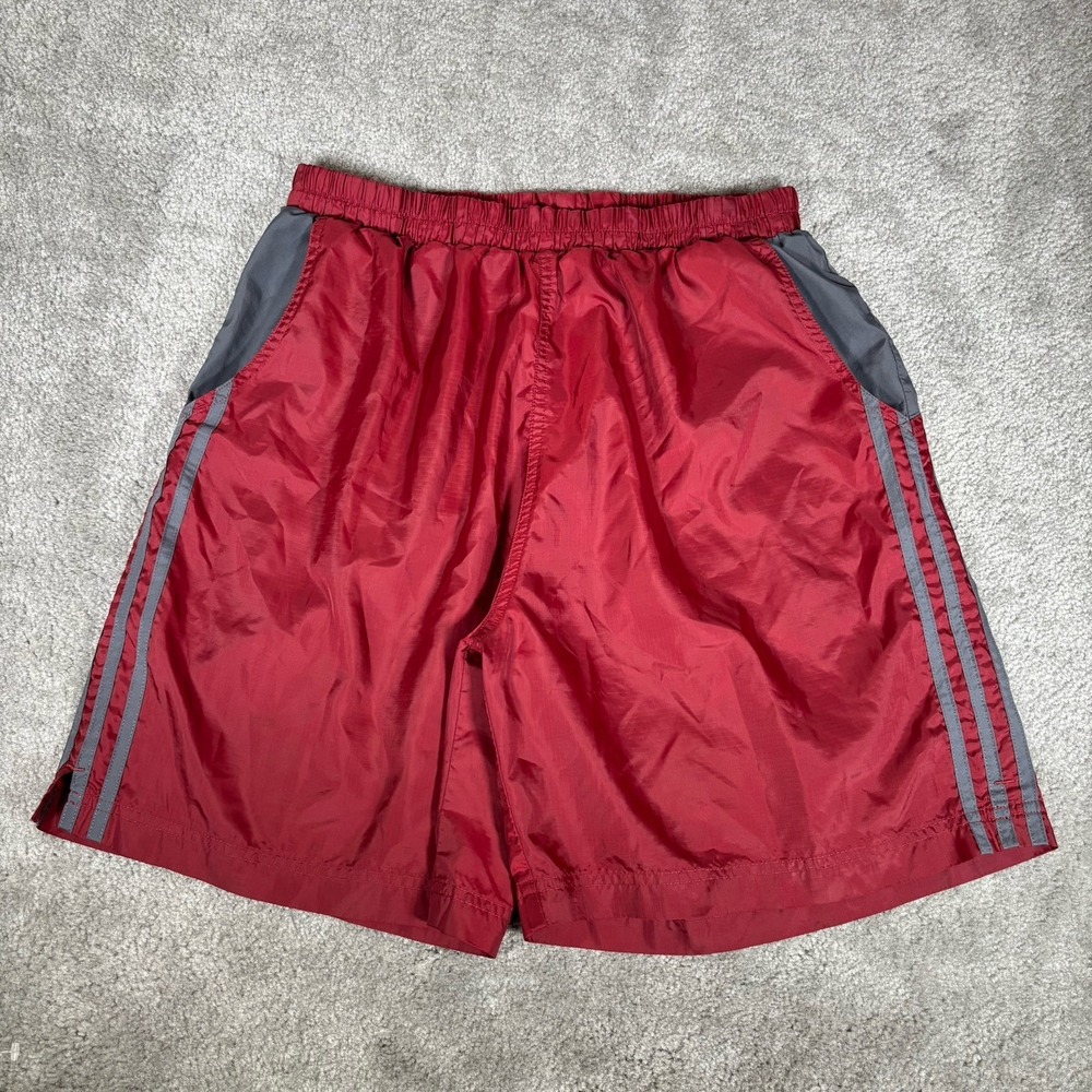 Vintage 90s Adidas Shorts Mens M Red Nylon Lightweight Running Soccer Gym Y2K